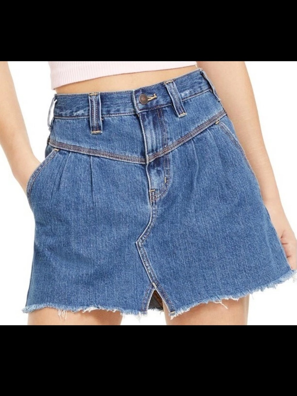 We The Free Blue Denim Skirt